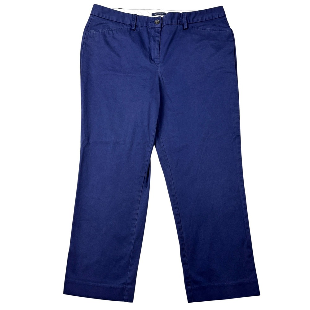 Lands End Womens 14 Mid Rise Straight Leg Chino Pants Navy Blue 453578